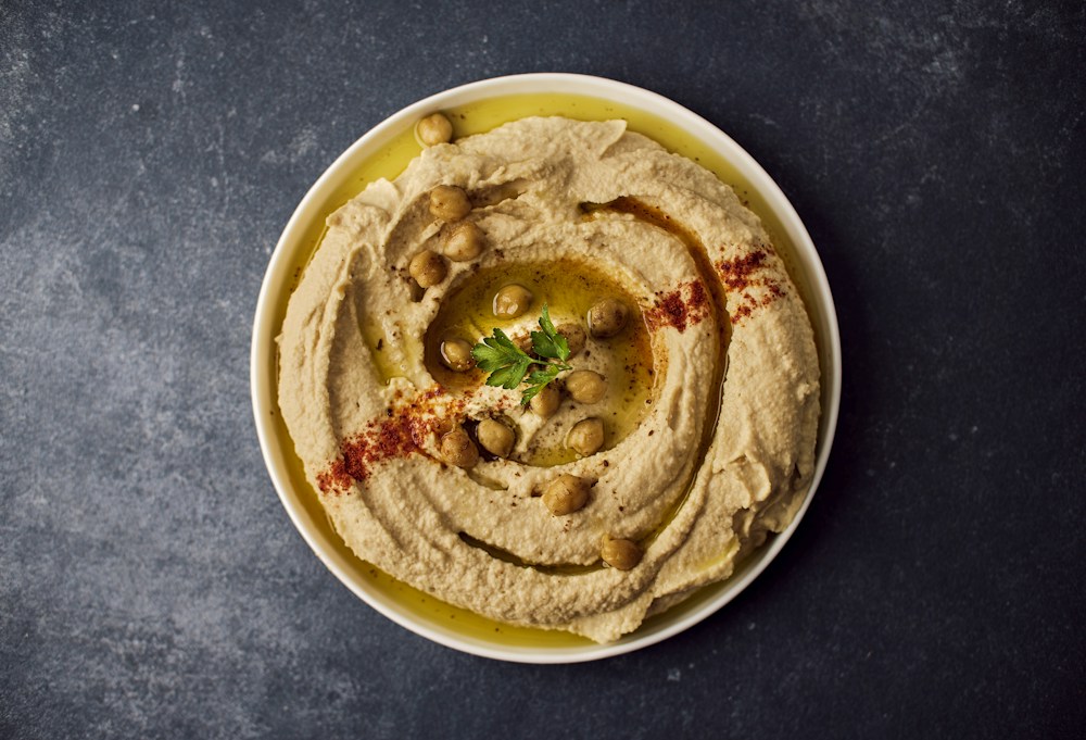 Illustrative hummus photograph, not a dish photographed at Dabka