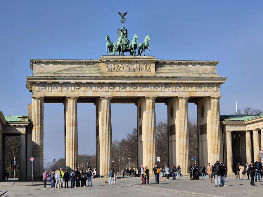 The Brandenburg Gate in Berlin on a sunny day